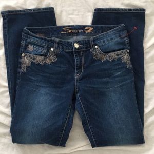 Seven7 bootcut embroidered  back and front jeans